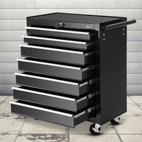 Thumbnail for Giantz Tool Chest and Trolley Box Cabinet 7 Drawers Cart Garage Storage Black