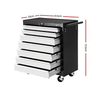 Thumbnail for Giantz Tool Chest and Trolley Box Cabinet 7 Drawers Cart Garage Storage Black and Silver