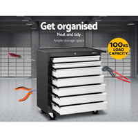 Thumbnail for Giantz Tool Chest and Trolley Box Cabinet 7 Drawers Cart Garage Storage Black and Silver