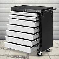 Thumbnail for Giantz Tool Chest and Trolley Box Cabinet 7 Drawers Cart Garage Storage Black and Silver