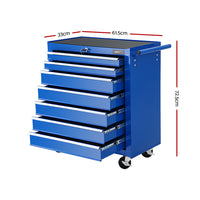 Thumbnail for Giantz Tool Chest and Trolley Box Cabinet 7 Drawers Cart Garage Storage Blue