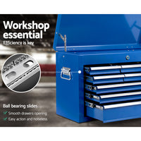 Thumbnail for Giantz 9 Drawer Mechanic Tool Box Cabinet Storage - Blue