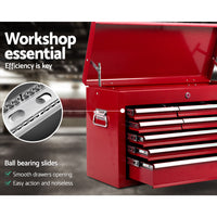 Thumbnail for Giantz 9 Drawer Mechanic Tool Box Cabinet Storage - Red