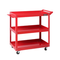 Thumbnail for Giantz Tool Cart 3 Tier Parts Steel Trolley Mechanic Storage Organizer Red