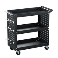 Thumbnail for Giantz 3-Tier Tool Cart Storage Trolley Toolbox Workshop Garage Organizer Black