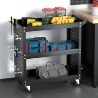 Thumbnail for Giantz 3-Tier Tool Cart Storage Trolley Toolbox Workshop Garage Organizer Black