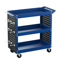 Thumbnail for Giantz 3-Tier Tool Trolley Cart Workshop Wheels Mobile Work Mechanic Storage Blue