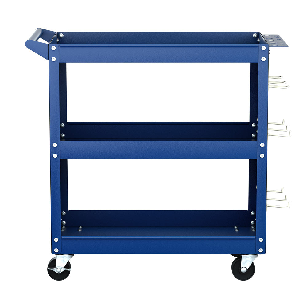 Giantz 3-Tier Tool Trolley Cart Workshop Wheels Mobile Work Mechanic Storage Blue