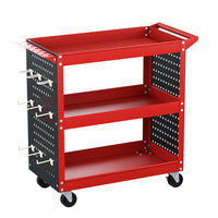 Thumbnail for Giantz 3-Tier Tool Cart Trolley Toolbox Workshop Garage Storage Organizer 150kg