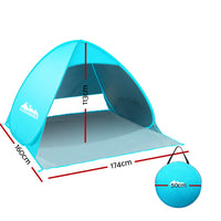 Thumbnail for Weisshorn Pop Up Beach Tent Camping Hiking 3 Person Sun Shade Fishing Shelter