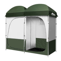 Thumbnail for Weisshorn Double Camping Shower Toilet Tent Outdoor Portable Change Room Green