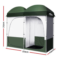 Thumbnail for Weisshorn Double Camping Shower Toilet Tent Outdoor Portable Change Room Green