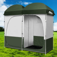 Thumbnail for Weisshorn Double Camping Shower Toilet Tent Outdoor Portable Change Room Green