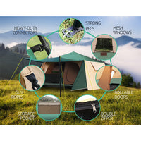 Thumbnail for Weisshorn Instant Up Camping Tent 8 Person Pop up Tents Family Hiking Dome Camp