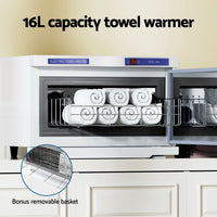 Thumbnail for Devanti 16L Towel Warmer UV Sterilizer Heater Cabinet Beauty SPA Salon White