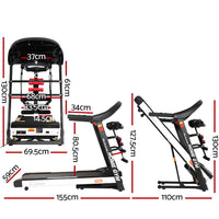 Thumbnail for Everfit Electric Treadmill 450mm 18kmh 3.5HP Auto Incline Home Gym Run Exercise Machine Fitness Dumbbell Massager Sit Up Bar