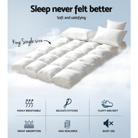 Thumbnail for Giselle King Single Mattress Topper Bamboo Fibre Pillowtop Protector