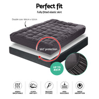 Thumbnail for Giselle Double Mattress Topper Pillowtop 1000GSM Charcoal Microfibre Bamboo Fibre Filling Protector