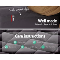 Thumbnail for Giselle Double Mattress Topper Pillowtop 1000GSM Charcoal Microfibre Bamboo Fibre Filling Protector