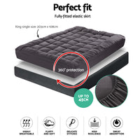 Thumbnail for Giselle King Single Mattress Topper Pillowtop 1000GSM Charcoal Microfibre Bamboo Fibre Filling Protector