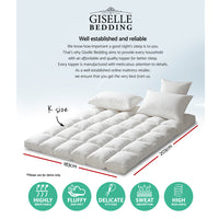 Thumbnail for Giselle King Mattress Topper Pillowtop 1000GSM Microfibre Filling Protector