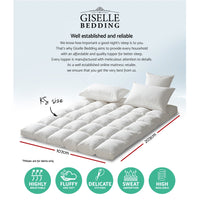 Thumbnail for Giselle King Single Mattress Topper Pillowtop 1000GSM Microfibre Filling Protector