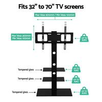 Thumbnail for Artiss Floor TV Stand Bracket Mount Swivel Height Adjustable 32 to 70 Inch Black