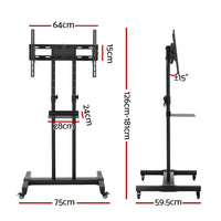 Thumbnail for Artiss Steel Mobile TV Stand Cart Height-adjust up to 65