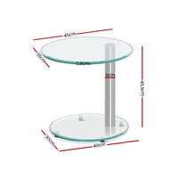 Thumbnail for Artiss Side Coffee Table Bedside Furniture Oval Tempered Glass Top 2 Tier