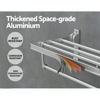 Thumbnail for Towel Rail Rack Holder 4 Bars Wall Mounted Aluminium Foldable Hanging Hook