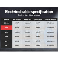 Thumbnail for Giantz 3MM 100M Twin Core Wire Electrical Cable Extension Car 450V 2 Sheath