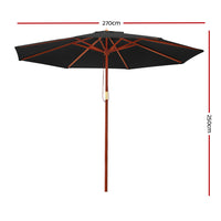 Thumbnail for Instahut Outdoor Umbrella 2.7M Pole Cantilever Stand Garden Umbrellas Patio Black