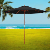 Thumbnail for Instahut Outdoor Umbrella 2.7M Pole Cantilever Stand Garden Umbrellas Patio Black