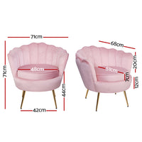 Thumbnail for Artiss Armchair Lounge Chair Accent Armchairs Retro Single Sofa Velvet Pink