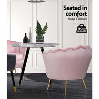 Thumbnail for Artiss Armchair Lounge Chair Accent Armchairs Retro Single Sofa Velvet Pink