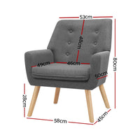 Thumbnail for Artiss Fabric Dining Armchair - Grey