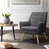 Thumbnail for Artiss Fabric Dining Armchair - Grey