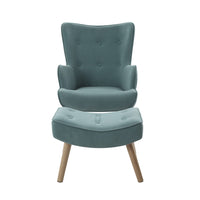 Thumbnail for Artiss Armchair Set with Ottoman Blue Lansar