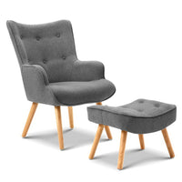 Thumbnail for Artiss Armchair and Ottoman - Grey