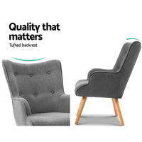 Thumbnail for Artiss Armchair and Ottoman - Grey