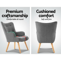 Thumbnail for Artiss Armchair and Ottoman - Grey