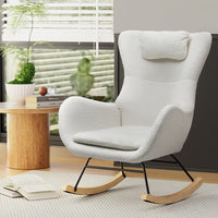 Thumbnail for Artiss Rocking Armchair Feeding Chair Boucle Fabric Armchairs Lounge Sofa White