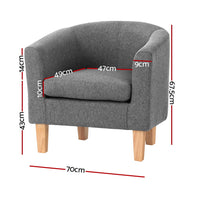 Thumbnail for Artiss Abby Fabric Armchair - Grey