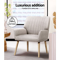 Thumbnail for Artiss Armchair Fabric Beige Sebastini