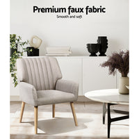 Thumbnail for Artiss Armchair Fabric Beige Sebastini