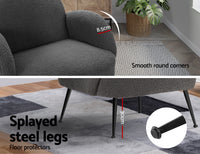 Thumbnail for Artiss Armchair Boucle Charcoal Hanes