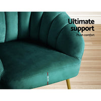 Thumbnail for Artiss Armchair Lounge Chair Accent Armchairs Chairs Velvet Sofa Green Couch