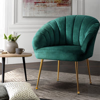 Thumbnail for Artiss Armchair Lounge Chair Accent Armchairs Chairs Velvet Sofa Green Couch