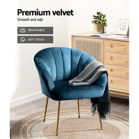 Thumbnail for Artiss Armchair Velvet Blue Eloise