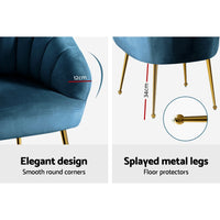 Thumbnail for Artiss Armchair Lounge Chair Armchairs Accent Chairs Navy Blue Velvet Sofa Couch